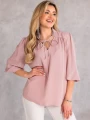BLUZKA Wiązanie GUMKA na Rękawie ZOHRA - Puder