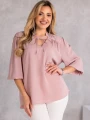 BLUZKA Wiązanie GUMKA na Rękawie ZOHRA - Puder