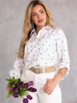 BLUZKA Koszulowa WZORY Elegancka SURI- Biel