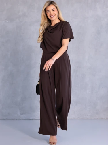 KOMPLET Elegancki DEKOLT Woda HANIFA - Czekolada