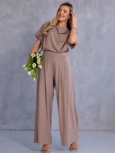 KOMPLET Elegancki DEKOLT Woda HANIFA - Karmel