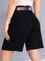SPODENKI Bermudy JEANS Pasek TANISHA - Black