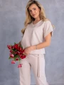 KOMPLET Spodnie KLAMRA Casual MERVE - ecru