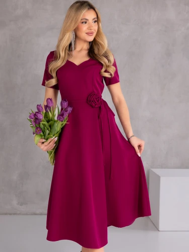 SUKIENKA Rozkloszowana MIDI Róża ZARIAH - Amarant