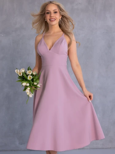 SUKIENKA Rozkloszowana MIDI Miseczki LILIBETH - Magnolia