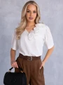 BLUZKA Elegancka KWIATY Aplikacja DASHA - Biel
