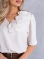 BLUZKA Elegancka KWIATY Aplikacja DASHA - Biel