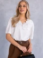 BLUZKA Elegancka KWIATY Aplikacja DASHA - Biel