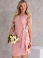 SUKIENKA elegancka WIĄZANIE dekolt serek LAVINIA - puder