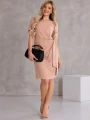 SUKIENKA elegancka WIĄZANIE dekolt serek LAVINIA - beż
