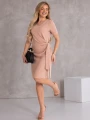 SUKIENKA elegancka WIĄZANIE dekolt serek LAVINIA - beż
