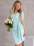 SUKIENKA elegancka WIĄZANIE dekolt serek LAVINIA - mięta