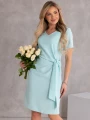 SUKIENKA elegancka WIĄZANIE dekolt serek LAVINIA - mięta