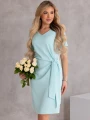 SUKIENKA elegancka WIĄZANIE dekolt serek LAVINIA - mięta