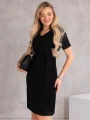 SUKIENKA elegancka WIĄZANIE dekolt serek LAVINIA - czarny