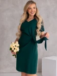 SUKIENKA elegancka WIĄZANIE dekolt serek LAVINIA - szmaragd