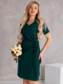 SUKIENKA elegancka WIĄZANIE dekolt serek LAVINIA - szmaragd