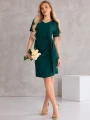 SUKIENKA elegancka WIĄZANIE dekolt serek LAVINIA - szmaragd