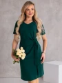 SUKIENKA elegancka WIĄZANIE dekolt serek LAVINIA - szmaragd
