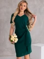 SUKIENKA elegancka WIĄZANIE dekolt serek LAVINIA - szmaragd