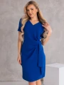 SUKIENKA elegancka WIĄZANIE dekolt serek LAVINIA - szafir