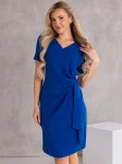 SUKIENKA elegancka WIĄZANIE dekolt serek LAVINIA - szafir