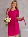 SUKIENKA elegancka WIĄZANIE dekolt serek LAVINIA - malina