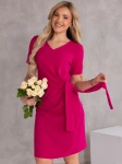 SUKIENKA elegancka WIĄZANIE dekolt serek LAVINIA - malina