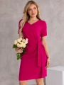 SUKIENKA elegancka WIĄZANIE dekolt serek LAVINIA - malina