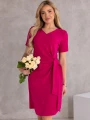 SUKIENKA elegancka WIĄZANIE dekolt serek LAVINIA - malina