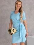 SUKIENKA elegancka WIĄZANIE dekolt serek LAVINIA - błękit