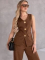 KOMPLET Elegancki MARYNARKA Guziki NASTYA - brąz