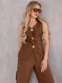KOMPLET Elegancki MARYNARKA Guziki NASTYA - brąz