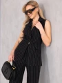Elegancki KOMPLET Lniany PASKI Guzik LEYLA - black