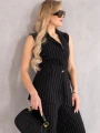 Elegancki KOMPLET Lniany PASKI Guzik LEYLA - black