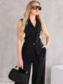 Elegancki KOMPLET Lniany PASKI Guzik LEYLA - black