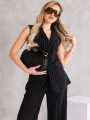 Elegancki KOMPLET Lniany PASKI Guzik LEYLA - black