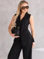 Elegancki KOMPLET Lniany PASKI Guzik LEYLA - black
