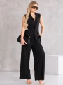 Elegancki KOMPLET Lniany PASKI Guzik LEYLA - black