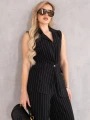 Elegancki KOMPLET Lniany PASKI Guzik LEYLA - black