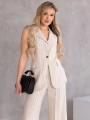Elegancki KOMPLET Lniany PASKI Guzik LEYLA - ivory
