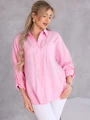 KOSZULA Kieszonka OVERSIZE Kołnierzyk GALATEA - Róż