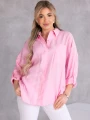 KOSZULA Kieszonka OVERSIZE Kołnierzyk GALATEA - Róż