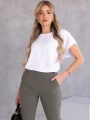 Spodnie GUZIKI Gumka Pas ALEXIS - khaki