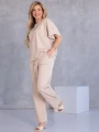 KOMPLET Spodnie PRZESZYCIA Bluzka Ściągacz KORALIA - beige