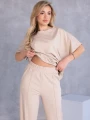 KOMPLET Spodnie PRZESZYCIA Bluzka Ściągacz KORALIA - beige