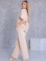 KOMPLET Spodnie PRZESZYCIA Bluzka Ściągacz KORALIA - beige