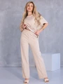 KOMPLET Spodnie PRZESZYCIA Bluzka Ściągacz KORALIA - beige