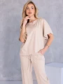KOMPLET Spodnie PRZESZYCIA Bluzka Ściągacz KORALIA - beige