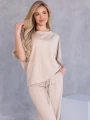 KOMPLET Spodnie PRZESZYCIA Bluzka Ściągacz KORALIA - beige